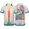 Casablanca Designer-Hemd für Herren, Sommer, neues hochwertiges bedrucktes Baumwoll-Kurzarm-Revers-T-Shirt