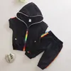 Kid Boy Girl Clothes Sportswear Summer Fashion Short Sleeve Colorful Zipper Hooded Clothing For Girls Children Outfit Set 220425