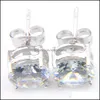 Stud Earrings Jewelry Luckyshine Fashion Cute Round Cut White Topaz 925 Sier Men For Women Lovers Zircon Drop Delivery 2021 Vjyec