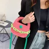 Women PU Leather Chain Handbag Green Pink Blue Small Wrist Bag Designer Female Shoulder Bags