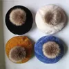 Beretten mode winter kinderen wol zachte baret caps herfst dames casual polyester bont pom hoeden gorrasberets