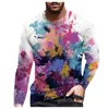 Men's T Shirts Men's T-Shirts Handed-painting Abstract Printing T-shirt Street Fashion Personality Long-sleeved Wild Slim Sportswear