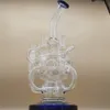 10 inch blauwe waterpijpglas bong recycler buizen waterleidingen bongen rook pijp 14mm kom