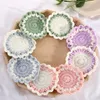 tovaglietta da tavolo rotonda in cotone all'uncinetto in pizzo colorato tovaglietta di stoffa tazza tazza sottobicchiere fiore centrino cucina decorazioni natalizie