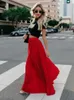 Röcke Mode Hohe Taille Elegante Vintage Langen Rock Frauen 2022 Frühling Sommer Big Hem Plissee Schwarz Maxi Frauen Jupe Femmeskirts