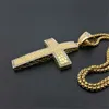 Collane con ciondolo Iced Out CZ Grande grande croce con catena Collana da uomo in acciaio inossidabile color oro Gioielli Hip Hop Bling N1492