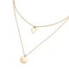 Simple Multilayer Hollow Triangle Coin Pendant Necklace for Women Collares Kpop Thin Clavicle Chain Neck Accessories