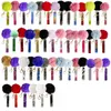 Cute Debit Credit Card Grabber Key Rings for Women Long Nails ATM Bank Cards Puller with Pom Pom Keychain Wholesale Price