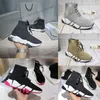 Top Speed mens casual shoes Knight boots Knitted soft platform 2.0 socks booties paris shoes Women boot knit sock lace up black white runner