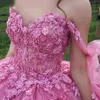 Klassisches rosafarbenes Prinzessin-Quinceanera-Kleid, schulterfrei, Spitze, Applikationen, Ballkleid, süße 16-Kleider, für 15 Jahre, nach Maß, Abschlussball-Abendkleider