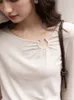T-shirt femme Mishow tricoté t-shirts Y2k automne femme solide plis Oneck pull manches longues hauts mode coréenne femmes vêtements MXB41Z0778 230206