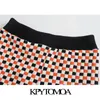 Kpytomoa Damesmode Jacquard Controle Gebreide Shorts Vintage Hoge Elastische Taille Patchwork Vrouwelijke Korte Broek Mujer 220419