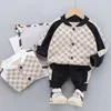 Autumn Children Clothing Boys Set Tracksuit Baby Girls Clothers Casual Print Cotton kostym för barn9293891