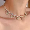 Mode Butterfly Hanger Ketting Vrouwelijke Strass Glanzende Verklaring Crystal Charm Choker Ketting Voor Vrouw Sieraden Gift