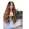 Highlights Chestnut Blonde Body Wave V Part Wig Remy 100% Human Hair Loose Wavy Glueless Ombre Brown Full U Shape Wigs 30 Inches Full Machine Made