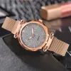 Rose Gold Women Watch 2022 Top Brand Luxury Magnetic Starry Sky Lady Wrist Watch Mesh Kvinnlig klocka för dropship