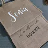 Sac personnalisé en toile de Jute pour demoiselle d'honneur, sac avec nom personnalisé, fourre-tout de plage en Jute, cadeau de faveur de mariage pour elle, 220706