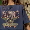 ヴィンテージ特大の半袖シャツ女性サマーoネックプリント服Tシャツトップハラジュク90年代美学Tシャツ220526