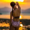 Kvinnors badkläder juli Sand High-End Sexig One Piece Swimsuit Women Geometric Bathing Suit Lady Backless