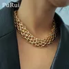 Chokers Purui Punk Chunky Chain Choker Halsband för kvinnor Hip Hop Gold Color Layered Collar Uttalande Fashion Jewelrychokers