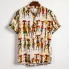 Herr t-shirts vintage etnisk bomullslinne skjortor män som dansar kvinnor som trycker på hawaiian skjorta blus plus storlek m-3xl semester menmen