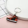 Keychains Lanyards 6 Colors Designer Mini Silicone Sneakers Men Women Kids Key Ring Gift Shoes Keychain Handbag Chain Basketball Shoe Holder Bulk Price