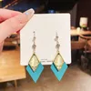 Dangle & Chandelier Fashion Luxury Blue Yellow Geometric Drop Earrings For Women Gifts Cute Party Jewelry Korean Hanging Square EarringsDang