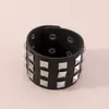 NEW Punk Leather Rivet Bracelet Bangle Hiphop Rock Black Wide PU Bracelets Wristband For Women Men Jewelry