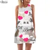 Dames tanktops retro spapers 3d print uk big ben losse jurk sexy mini short party vrouwelijke vest mouwloze jurk w220617