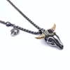 Personality Golden Horn Bull Head Pendant Titanium Steel Necklace Men's Trendy Long Hip-Hop Popular Fashion Accessories Gilt