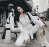 Women's Jumpsuits & Rompers Streetwear High Waist Belt Sashes Long Sleeve Jumpsuit Women Ladies Sexy Cargo Pocket Overalls Romper Tracksuit