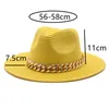 Wo Hat Sun Straw Panamá Correia Chain Gold para Primavera Preto Chaquei Casual Homats Hats Sombrero Hombre 220526