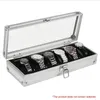 6 12 Grids Slots Aluminium Watches Box Jewelry Display Storage Square Case Suede Inside Container Watch Casket 220617