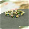 Band Rings Jewelry Fashion Rainbow Heart Baguette Eternity Trendy Engagement Wedding Stack Ring For Women Lovely Crystal Gift Drop Delivery