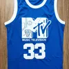 Nikivip Mens Will Smith #33 Basketball Jersey Music Televisie Eerste jaarlijkse rock n'jock b-ball jam 1991 Blue gestikte shirts maat s-xxl