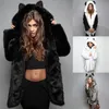 Women's Jackets Women Fashion Faux Hooded Warm Furry Splicing Jacket Long Sleeve OuterwearWomen's