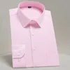Breast Pocket White Formal Shirt Mens for Business Solid Social Dress Men Shirts Long Sleeve Work office Light Blue black pink 220330