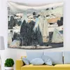 Asiatische chinesische Landschaft, orientalischer Stil, Aquarell, Tinte, Bergbaum, Druck, Teppich, Wandbehang, Schlafzimmer, Wohnzimmer, Wandteppich, J220804