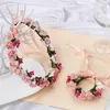 Decorative Flowers & Wreaths 13Colors Women Beach Head Ring Floral Hair Lady Girls Bride Boho Flower Wristband Wreath Garlands Bohemia