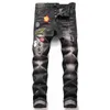 Pantalons Mode Hommes Jeans Distred Ripped Biker Slim Fit Moto Denim pour Hommes Mans Pantalon Noir