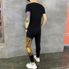 Men's Tracksuits Summer Men's Fashion Sportswear Personality Pattern Tight Diamond Brand T-shirt Jogging Pants Slim 2-piece SetMen's