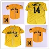 Chen37 Maglia da baseball da uomo n. 14 Bel-Air Academy Will Smith Ricamo Fresh Prince Camicia gialla Taglia S-3XL