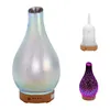 humidificateur 3D verre bouche oblique ultrasons froid brouillard 7 couleur lumière huile essentielle grain de bois fond diffuseur d'arôme