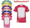 Partihandel Sublimation Bleached Shirts Heat Transfer Blank Bleach Shirt Bleached Polyester T-Shirts USA Män Kvinnor Festmaterial Z11