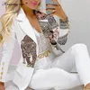 Autumn Women Leopard Print Blazer Coat Pants Suits Sets Femme Jacket Formal Trouspers Office Lady Roupfits 2 Peças Conjunto 220511