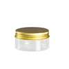 Transparent PET Plastic Storage boxes Food-grade packaging bottle round sealed jar with gold Aluminum Lids