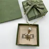 Designer naszyjnik zestaw biżuterii z lodami Śliczne podwójne litera kreatywne kolczyki perłowe dla kobiet prezent urodzinowy