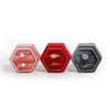 Hexagon Velvet Ring Box مربع مزدوج حلقة التخزين حامل القلادة قلادة قلادة المجوهر