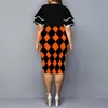 Elegant Dress Plus Size Women Christmas Printed Birthday Party Dress Chic Fashion Layered Sleeve Club Dresses Black 4XL 5XL