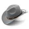 Beralar Mistdawn Vintage Style Sonbahar Kış Batı Kovboy Şapkası Geniş Brim Cowgirl Binicilik Kapağı w/ El İşçili Bant Boyutu 56-58CMBERETS